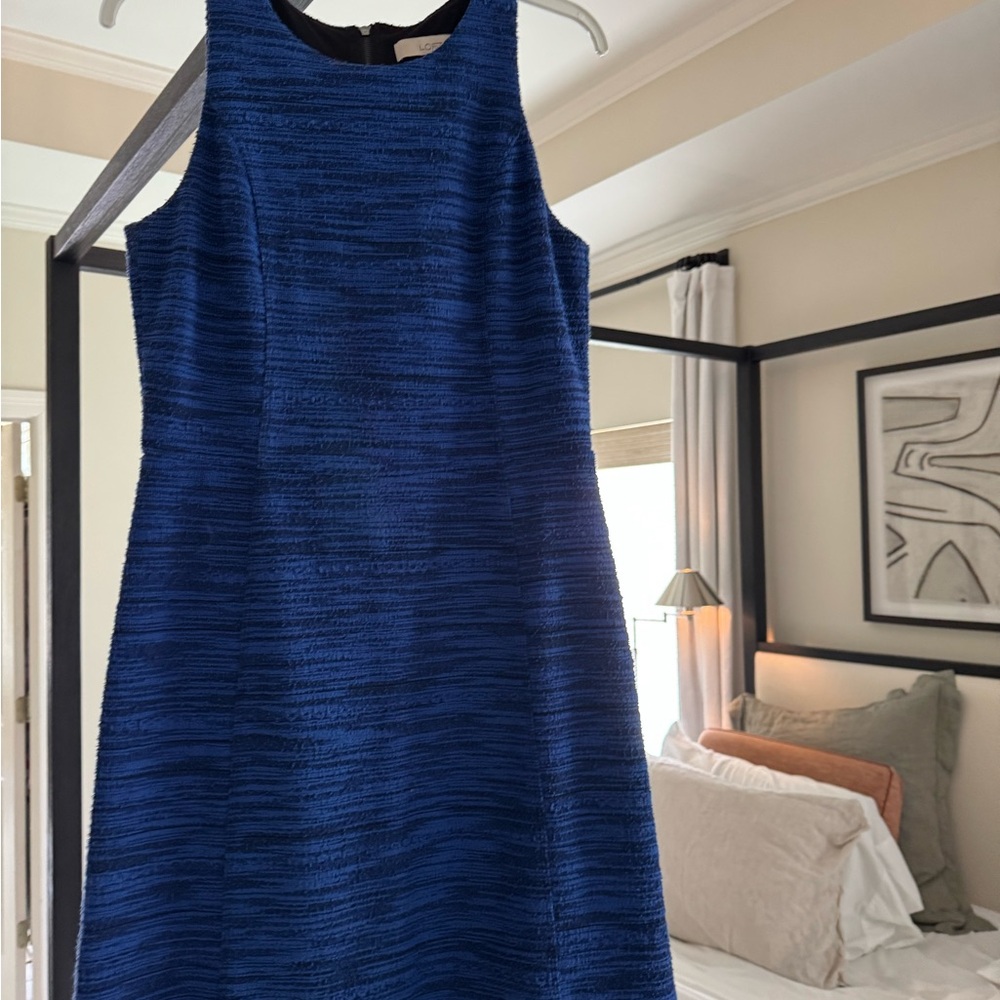 LOFT Blue Halter Sheath Mini Dress for Cocktail